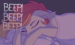 Size: 1500x908 | Tagged: safe, artist:evehly, derpibooru import, princess celestia, alicorn, pony, alarm clock, blanket, clock, female, mare, pillow, sleeping