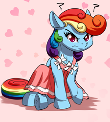 Size: 1800x2000 | Tagged: safe, artist:mykegreywolf, derpibooru import, rainbow dash, pegasus, pony, 30 minute art challenge, alternate hairstyle, angry, clothes, cute, dashabetes, dress, girly, rainbow dash always dresses in style, solo, tomboy taming