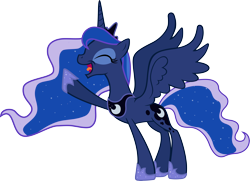 Size: 13309x9654 | Tagged: safe, artist:almostfictional, princess luna, alicorn, pony, absurd resolution, eyes closed, raised hoof, simple background, solo, transparent background, vector