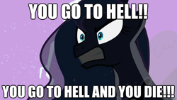 Size: 624x351 | Tagged: safe, princess luna, alicorn, pony, angry, female, horn, image macro, mare, south park