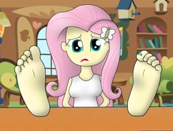 Size: 1027x777 | Tagged: safe, artist:facelesssoles, fluttershy, equestria girls, feet, foot fetish, foot focus, soles, solo, toes