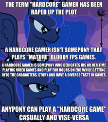 Size: 625x703 | Tagged: safe, princess luna, alicorn, pony, female, gamer luna, horn, image macro, mare, solo