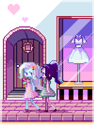 Size: 600x798 | Tagged: safe, artist:weiliy, starlight glimmer, trixie, equestria girls, clothes, dress, girly, heart, japanese, pixel art