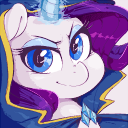 Size: 128x128 | Tagged: safe, artist:sirmasterdufel, rarity, pony, unicorn, clothes, glowing horn, icon, mage, robe, solo