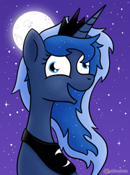 Size: 1080x1444 | Tagged: safe, artist:muffinexplosion, princess luna, alicorn, pony, insanity, lunatic, moon, solo