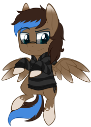 Size: 667x930 | Tagged: safe, artist:higglytownhero, derpibooru import, oc, oc only, oc:playthrough, pegasus, pony, clothes, cute, flying, glasses, hoodie, looking down, male, raised eyebrow, smiling, sneaky, solo, spread wings, stallion