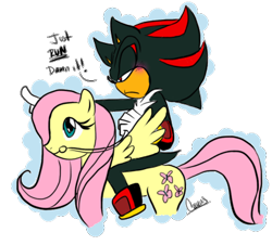 Size: 415x375 | Tagged: safe, artist:princezzree, derpibooru import, fluttershy, pegasus, pony, crossover, shadow the hedgehog, sonic the hedgehog (series), vulgar