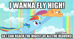 Size: 624x334 | Tagged: safe, derpibooru import, edit, edited screencap, screencap, rainbow dash, scootaloo, pegasus, pony, sleepless in ponyville, believe in myself, crossover, hub logo, image macro, lyrics, misspelling, reference, scootaloo can't fly, scootalove, song reference, sonic the hedgehog (series)