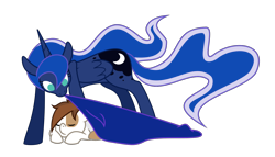 Size: 1484x847 | Tagged: safe, artist:thedeseasedcow, pipsqueak, princess luna, alicorn, pony, blanket, colt, cute, daaaaaaaaaaaw, eyes closed, foal, male, maternaluna, mouth hold, prone, simple background, sleeping, squeakabetes, transparent background