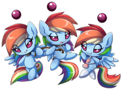 Size: 1316x958 | Tagged: safe, artist:extra-fenix, derpibooru import, rainbow dash, apron, bedroom eyes, chao, clothes, collar, commission, crossover, cute, grin, leash, simple background, smirk, socks, sonic adventure, sonic the hedgehog (series), species swap, transparent background