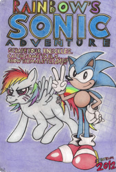 Size: 735x1086 | Tagged: safe, artist:spectrum-sparkle, derpibooru import, rainbow dash, pegasus, pony, crossover, sonic the hedgehog, sonic the hedgehog (series), traditional art