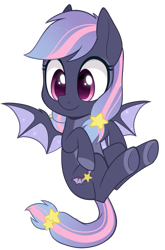 Size: 659x1000 | Tagged: safe, artist:higglytownhero, derpibooru import, oc, oc only, oc:starway, bat pony, pony, chibi, cute, female, simple background, solo, transparent background, underhoof