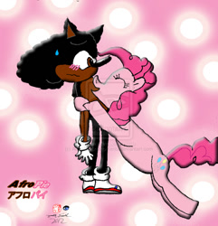 Size: 900x932 | Tagged: safe, artist:kentadavidofkt, derpibooru import, pinkie pie, oc, earth pony, pony, afro the hedgehog, background pony strikes again, canon x oc, crossover, non-mlp oc, nostalgia critic thread, sonic the hedgehog (series), watermark