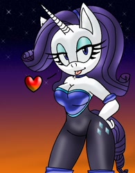 Size: 598x768 | Tagged: source needed, useless source url, safe, artist:odiz, derpibooru import, rarity, anthro, sonic the hedgehog (series), sonicified, style emulation, trace