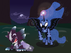 Size: 1728x1292 | Tagged: source needed, useless source url, safe, artist:bigccv, nightmare moon, crossover, mephiles the dark, sonic the hedgehog (series)