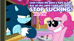 Size: 728x400 | Tagged: source needed, safe, artist:terry, derpibooru import, pinkie pie, earth pony, pony, crossover, meme, sonic the hedgehog, sonic the hedgehog (series), sonic the werehog, videogame meme, vulgar