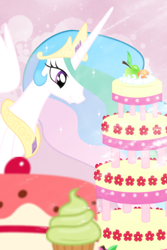 Size: 500x750 | Tagged: safe, artist:euphoriapony, princess celestia, alicorn, pony, cake, cakelestia, iphone wallpaper, solo