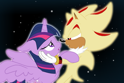 Size: 1243x829 | Tagged: safe, artist:ardonsword, twilight sparkle, twilight sparkle (alicorn), alicorn, pony, contest, crossover, crossover shipping, female, interspecies, love, male, mare, shadow the hedgehog, shadtwi, shipping, sonic the hedgehog (series), straight, super shadow