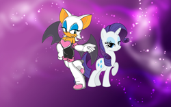 Size: 1920x1200 | Tagged: safe, artist:fireball-stars, artist:mysteriouskaos, artist:raygirldash11, derpibooru import, rarity, pony, unicorn, crossover, rouge the bat, sonic the hedgehog (series), wallpaper