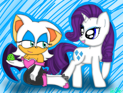 Size: 2048x1536 | Tagged: safe, artist:batgirl5, derpibooru import, rarity, pony, unicorn, chaos emerald, crossover, rouge the bat, sonic the hedgehog (series)