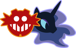 Size: 1300x818 | Tagged: safe, artist:fuzon-s, nightmare moon, crossover, doctor eggman, logo, simple background, sonic the hedgehog (series), style emulation, transparent background