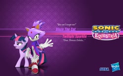 Size: 1920x1200 | Tagged: safe, artist:fuzon-s, artist:kp-shadowsquirrel, twilight sparkle, 3d, blaze the cat, crossover, hilarious in hindsight, sonic the hedgehog (series), wallpaper