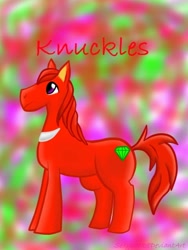 Size: 480x640 | Tagged: safe, artist:sexyback2010, knuckles the echidna, ponified, solo, sonic the hedgehog (series)