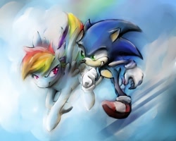 Size: 532x426 | Tagged: safe, artist:chio-tyan, derpibooru import, rainbow dash, pegasus, pony, crossover, sonic the hedgehog, sonic the hedgehog (series)