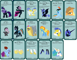 Size: 4640x3600 | Tagged: safe, artist:kdogfour, applejack, nightmare moon, pinkie pie, princess celestia, rainbow dash, spike, spitfire, alicorn, dragon, earth pony, pegasus, pony, comic sans, future twilight, munchkin, royal guard, solar guard, spy suit