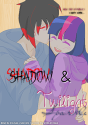 Size: 348x493 | Tagged: safe, artist:shizuarisugawa, artist:xmizuki-chan, twilight sparkle, human, blushing, crossover, crossover shipping, female, humanized, interspecies, kissing, love, male, shadow the hedgehog, shadtwi, shipping, sonic the hedgehog (series), straight