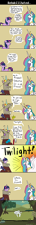 Size: 696x4300 | Tagged: safe, artist:zap-apple-acid-trip, discord, princess celestia, twilight sparkle, alicorn, pony, comic, costume, facehoof, froggy bottom bog, statue, swamp