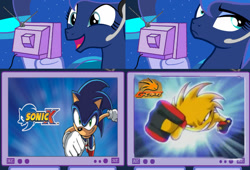 Size: 800x543 | Tagged: safe, princess luna, alicorn, pony, exploitable meme, g-tron, gamer luna, meme, obligatory pony, sonic the hedgehog, sonic the hedgehog (series), sonic x, tv meme