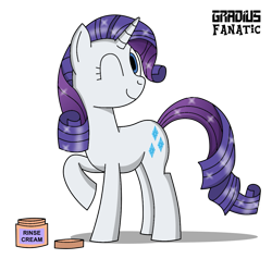 Size: 1169x1162 | Tagged: safe, artist:gradiusfanatic, derpibooru import, rarity, pony, unicorn, cream, one eye closed, raised hoof, simple background, solo, transparent background, wink