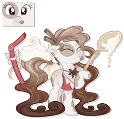 Size: 1000x963 | Tagged: safe, artist:mallowglitz, oc, oc only, oc:spiced hot chooclate, pony, clothes, cocktail pony, cream, eyes closed, female, mare, solo, straw, tongue out