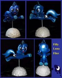 Size: 4336x5424 | Tagged: safe, artist:madponyscientist, princess luna, pony, absurd resolution, custom, cute, filly, flying, irl, moon, photo, sculpture, solo