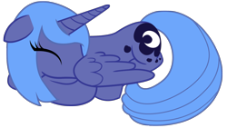 Size: 1680x945 | Tagged: safe, artist:nimaru, princess luna, alicorn, pony, cute, eyes closed, floppy ears, lunabetes, missing accessory, prone, s1 luna, simple background, sleeping, solo, transparent background, vector