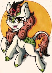 Size: 1451x2048 | Tagged: safe, artist:canvymamamoo, derpibooru import, autumn blaze, kirin, sounds of silence, awwtumn blaze, cute, female, solo, traditional art