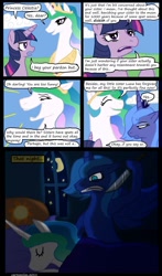 Size: 800x1360 | Tagged: safe, artist:cartoonlion, princess celestia, princess luna, twilight sparkle, alicorn, pony, comic, imminent death, imminent murder, knife, murder, s1 luna, this will end in jail time, this will end in tears and/or death