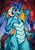 Size: 1448x2048 | Tagged: safe, artist:canvymamamoo, derpibooru import, dragon lord ember, princess ember, dragon, bloodstone scepter, dragoness, female, looking at you, open mouth, smiling, solo