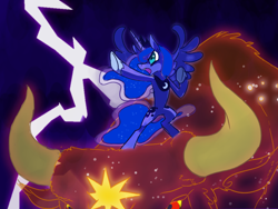 Size: 946x712 | Tagged: safe, artist:modern-warmare, princess luna, alicorn, pony, female, horn, mare, solo, taurus