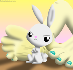 Size: 5215x5005 | Tagged: safe, artist:facelesssoles, angel bunny, fluttershy, pegasus, pony, absurd resolution, angry, barefoot, feet, fetish, foot fetish, foot focus, rubbing, soles, teasing, toes