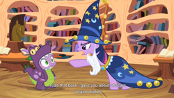 Size: 900x506 | Tagged: safe, screencap, spike, twilight sparkle, dragon, ukraine, youtube caption