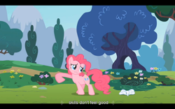 Size: 1024x640 | Tagged: safe, derpibooru import, screencap, pinkie pie, earth pony, pony, baby cakes, female, mare, pink coat, pink mane, youtube caption