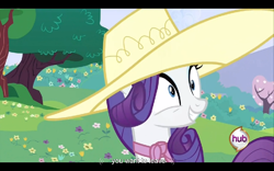 Size: 960x600 | Tagged: safe, derpibooru import, screencap, rarity, pony, unicorn, a canterlot wedding, female, horn, mare, purple mane, white coat, youtube caption