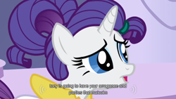 Size: 640x360 | Tagged: safe, derpibooru import, screencap, rarity, pony, unicorn, meme, solo, wat, youtube caption