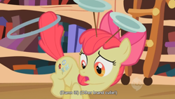 Size: 854x480 | Tagged: safe, screencap, apple bloom, meme, solo, vulgar, youtube caption