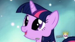 Size: 640x355 | Tagged: safe, screencap, twilight sparkle, magical mystery cure, meme, mlp-captions, one word, solo, void, vulgar, youtube caption