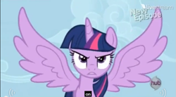 Size: 639x354 | Tagged: safe, screencap, twilight sparkle, twilight sparkle (alicorn), alicorn, pony, princess twilight sparkle (episode), female, it is on, mare, meme, solo, youtube caption