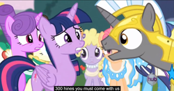 Size: 1148x608 | Tagged: safe, screencap, twilight sparkle, twilight sparkle (alicorn), alicorn, pony, princess twilight sparkle (episode), female, mare, meme, royal guard, youtube caption