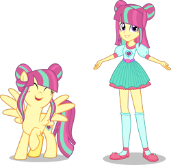 Size: 7000x6765 | Tagged: safe, artist:limedazzle, sour sweet, pony, equestria girls, absurd resolution, alternate hairstyle, alternate universe, equestria girls ponified, happy, looking at you, ponified, raised hoof, simple background, smiling, transparent background, vector